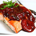 Grilled Salmon with Balsamic Roasted Strawberries
