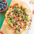 Caramelized Onion Naan with Blueberries and Cheese